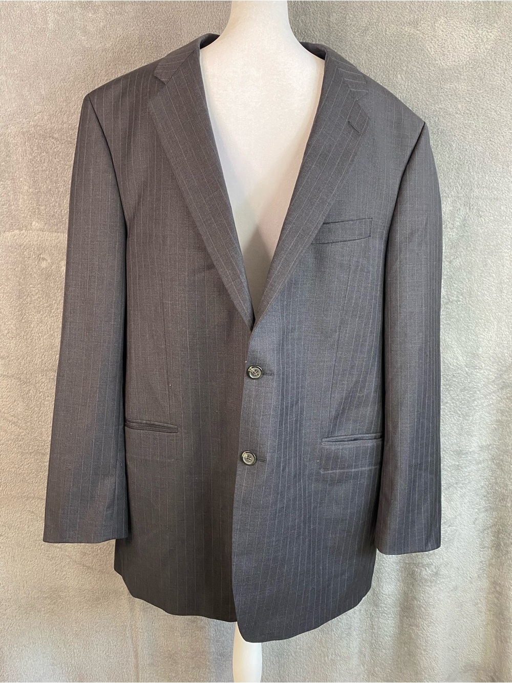 VTG Lauren Ralph Lauren Black Pinstripe Two-Button Wool Blazer 46XL Dark Academi